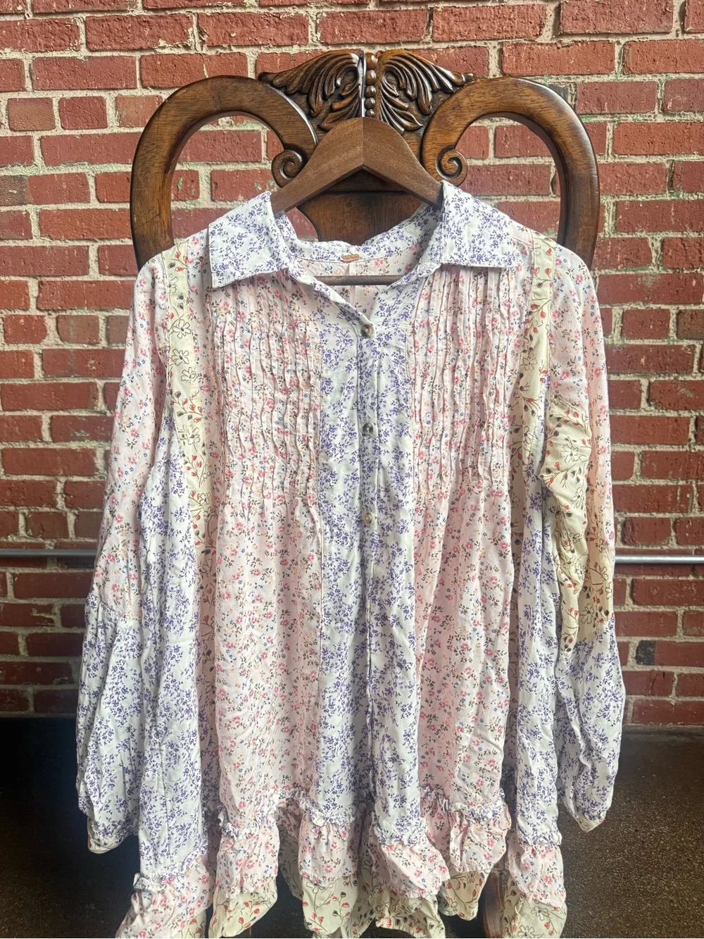Free People Lost In You Floral Print Ruffled Tunic - Picture 2 of 4